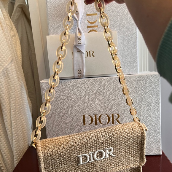 Dior Beauty raffia clutch or shoulder bag, excellent condition, with gift box - Picture 5 of 15
